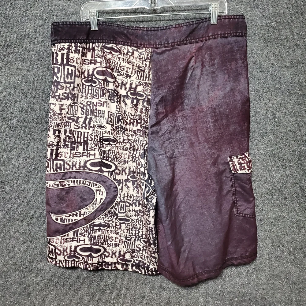 Vintage SRH Board Shorts Mens 40 Black Swim Trunks Spade Crest Y2K Surf Skate